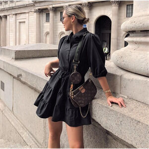 ZARA BLOGGER FAVE!!! Short Puff Sleeve Black Mini Dress NWT 🖤